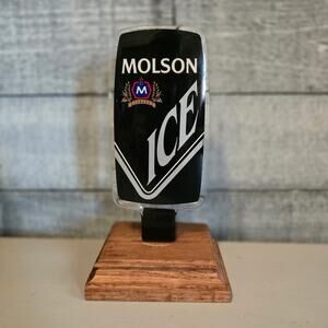 Vintage Molson Ice Beer Tap Handle Black Logo 7¼″ Breweriana Barware Collectible